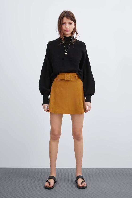 Mustard online suede skirt