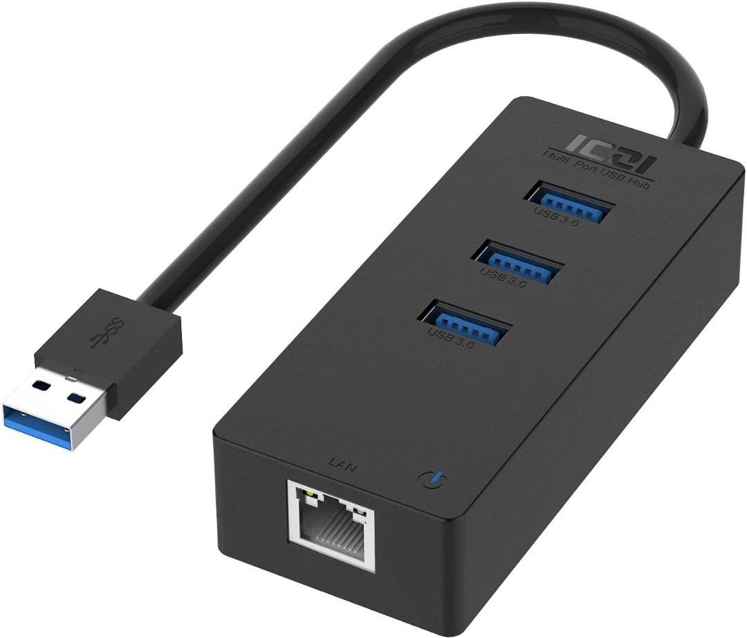 [B1215] ICZI USB 3.0 Hub with Ethernet and 3 Port USB 3.0 Splitter ...