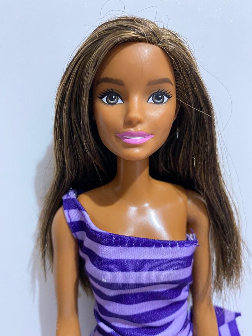 Barbie Glitz Doll Purple And White Stripe Ruffle Dress Hobbies And Toys