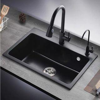 Black Quartz Stone Kitchen Sink