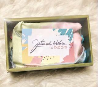 BLOOM X Fatimah Mohsin Matt Satin Shawl (Print: Coral Island) 174cm x 68cm comes with gift box