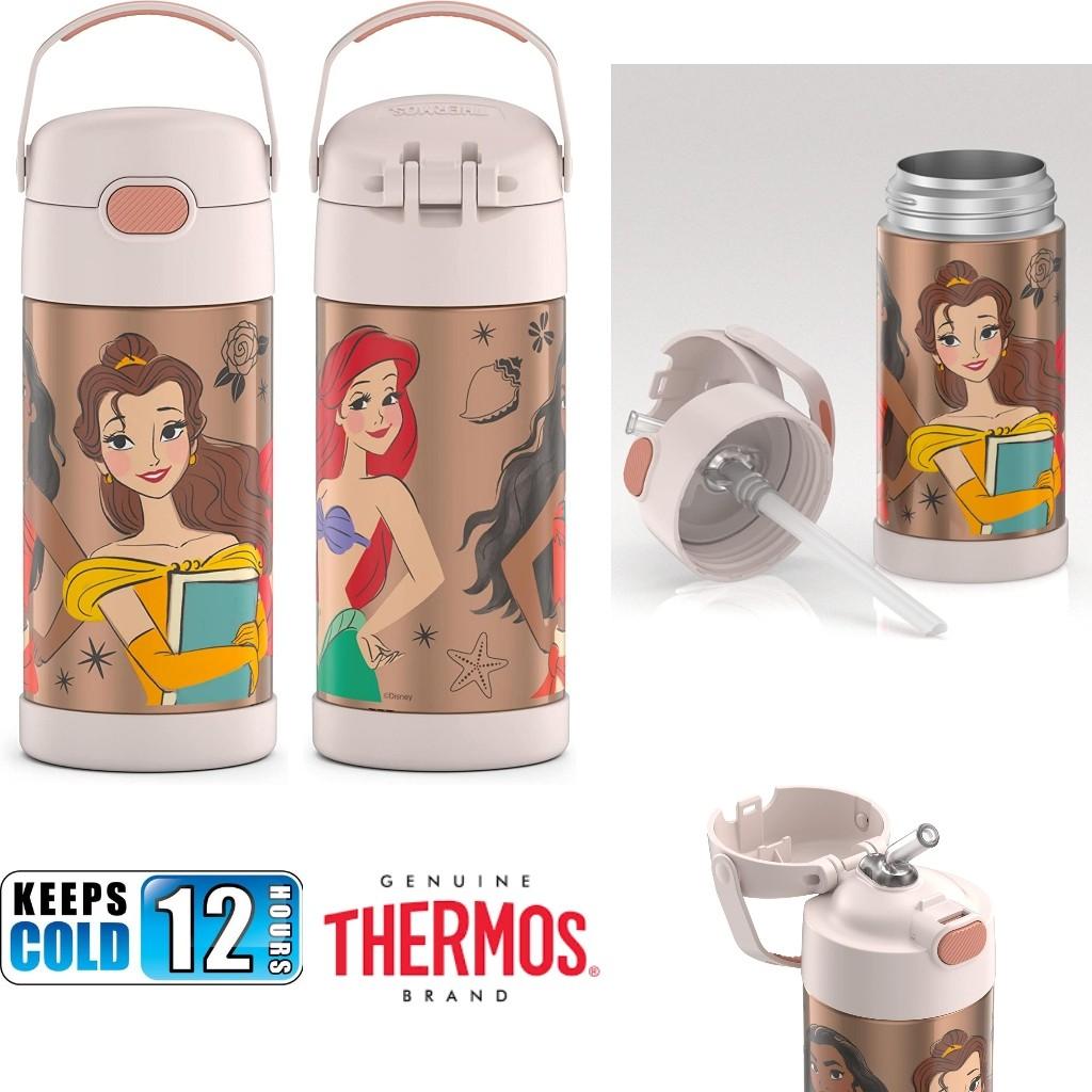  THERMOS FUNTAINER 12 Ounce Stainless Steel Vacuum Insulated Kids  Straw Bottle, Disney Princess: Home & Kitchen