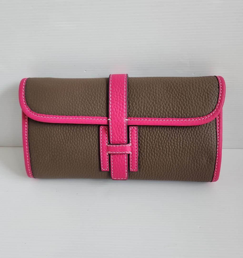 Brand New Calf Leather Wallet on Chain Clutch with Chain Strap