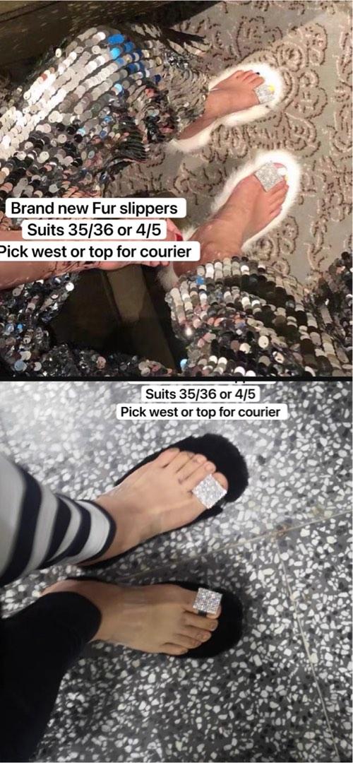 Fur top clearance slippers
