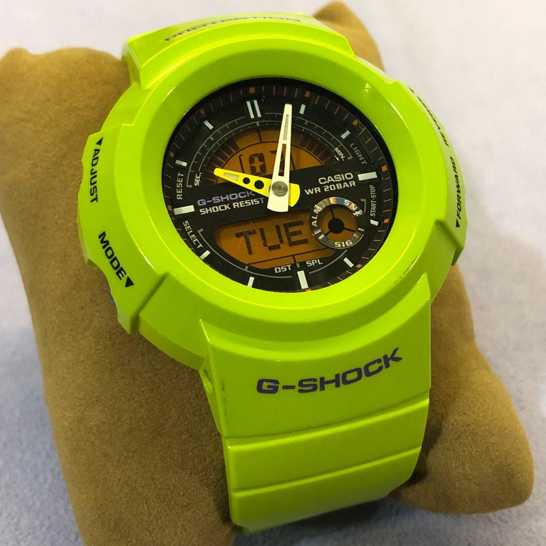 Casio G-SHOCK 中古美品螢光綠芥辣王稀少, 名牌, 手錶- Carousell