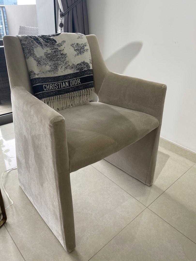 CB2 Mohair Mink Velvet Foley Dining Chair x 2 Furniture Home