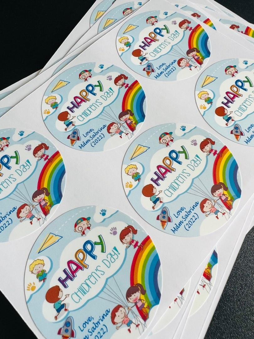 Children day custom sticker tag printing affordable express gift ...