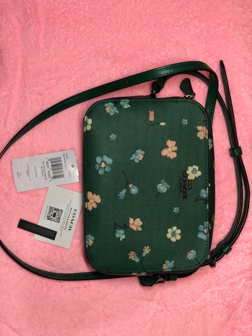 Coach Mini Camera Bag in Mystical Floral Print Green, Luxury, Bags