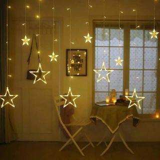 curtain christmas light with star