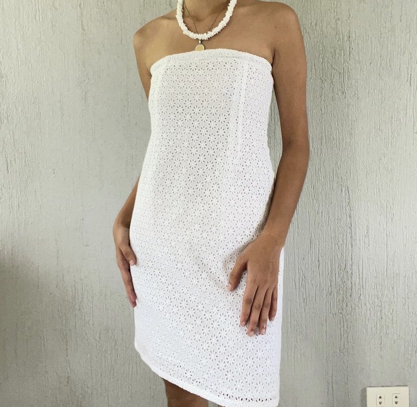 Eyelet tube dress, Women's Fashion, Dresses & Sets, Dresses on Carousell
