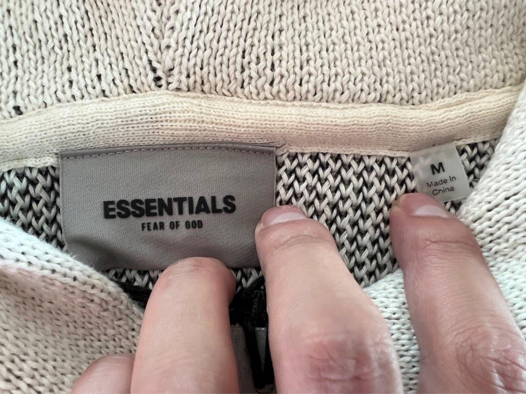 fear of god essentials knit hoodie fw20 cream