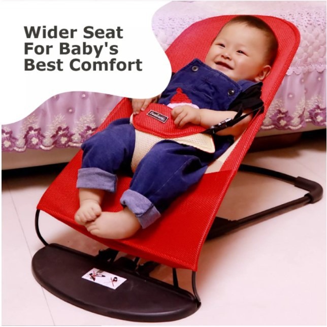 FOLDABLE BABY BOUNCER ROCKER BALANCE CHAIR DOUBLE LAYERED SOFT MESH