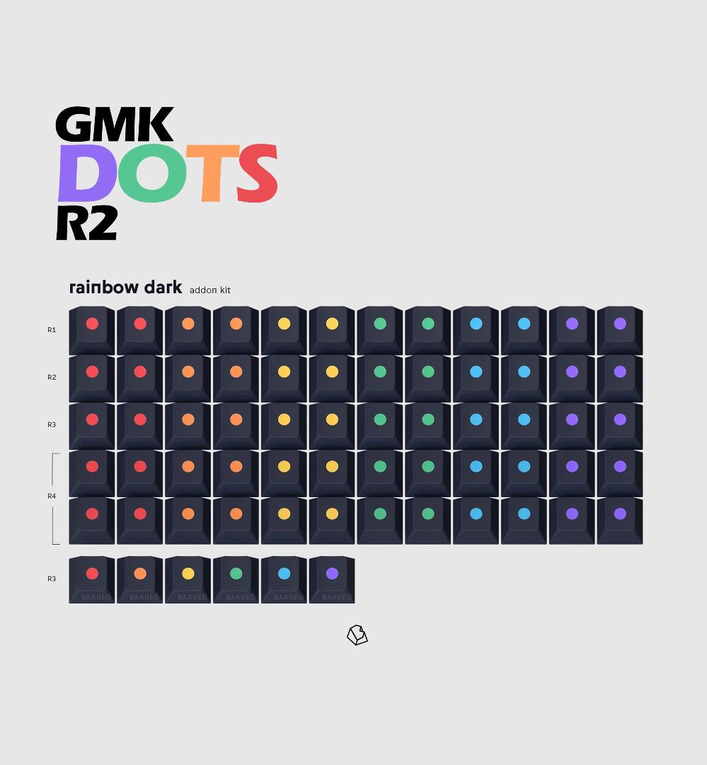 GMK Dots R2 (Light & Dark Base Kits, Dark Rainbow, Dark Nomad, Dark  Spacebars)