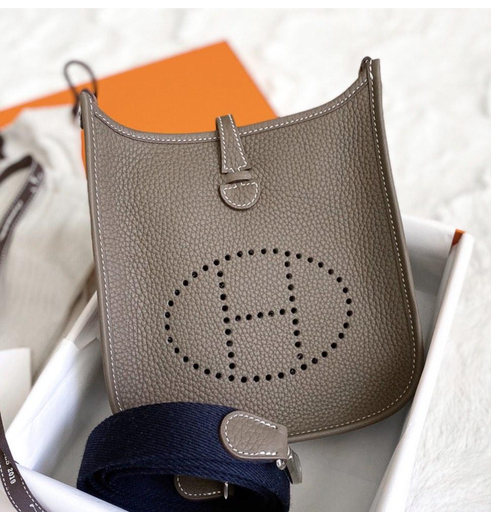 Hermes Mini Evelyne Etoupe & GHW, Luxury, Bags & Wallets on Carousell