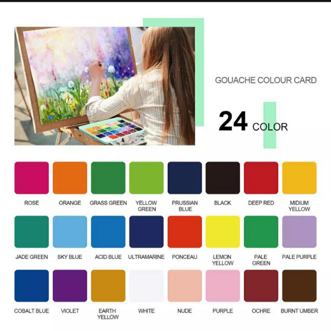Himi Miya Jelly Gouache 24 Colours (30ml), Mint Set, Hobbies & Toys