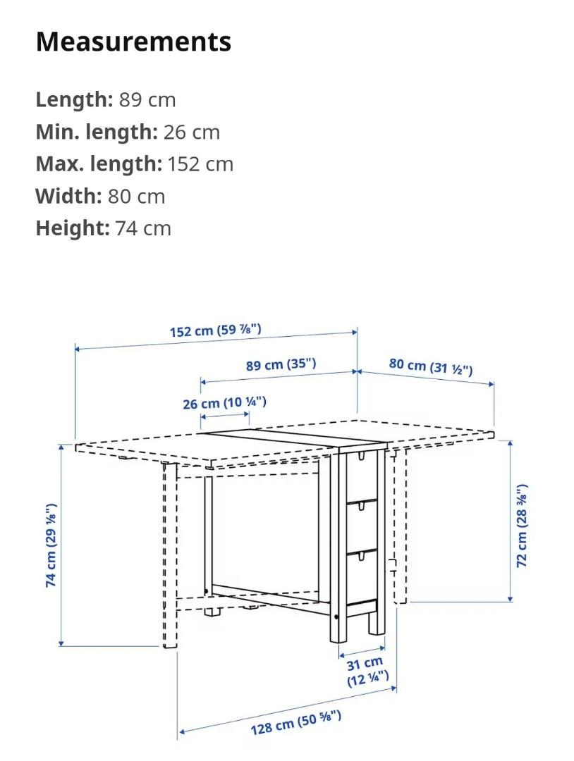 Ikea collapsible table, Furniture & Home Living, Furniture, TV Consoles