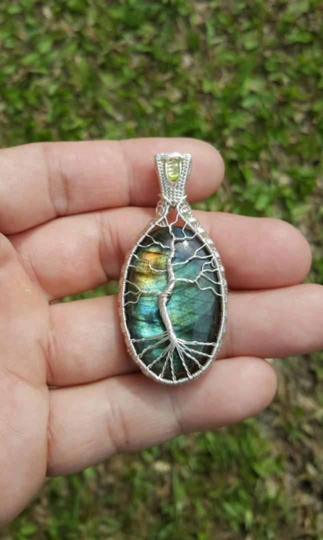 Labradorite tree cheap of life pendant