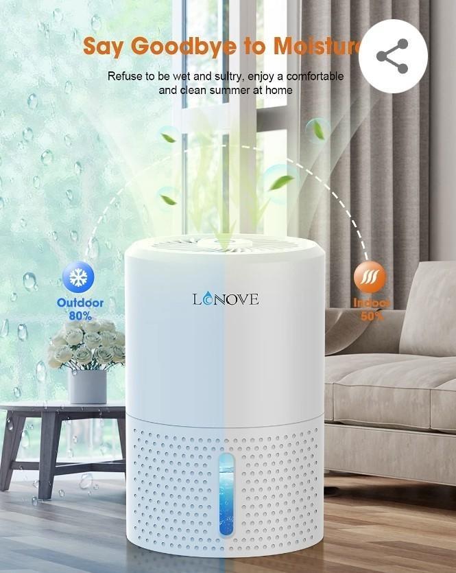 LONOVE Dehumidifier - 38oz(1000ml) Ultra Quiet Small Dehumidifiers Up ...