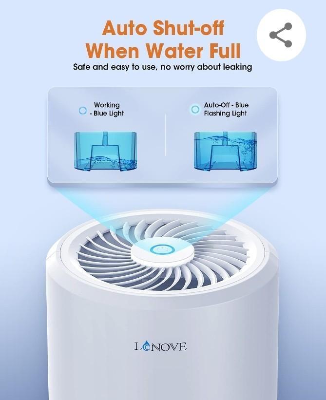LONOVE Dehumidifier - 38oz(1000ml) Ultra Quiet Small Dehumidifiers Up ...