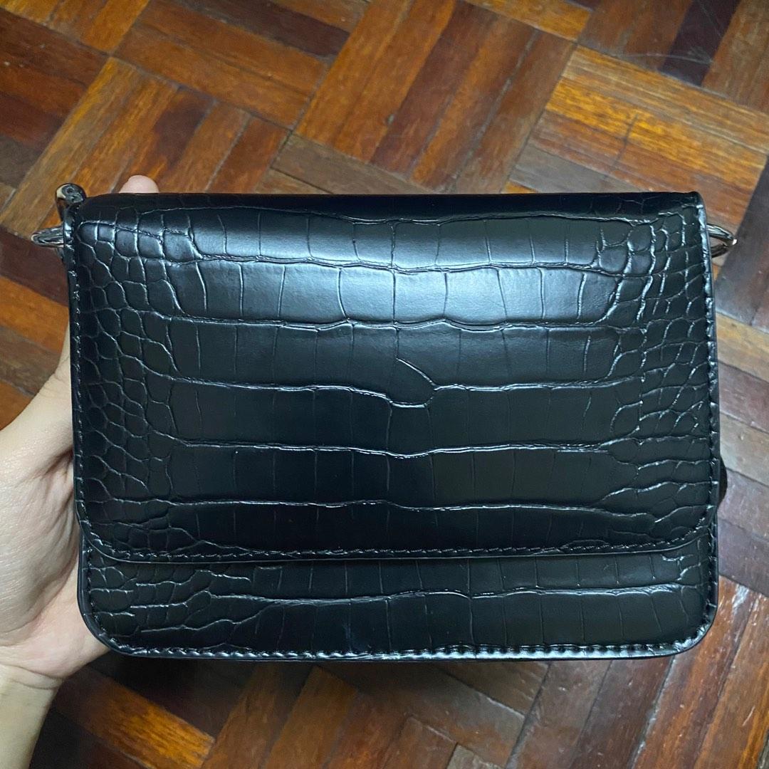 Miss Selfridge Black Crocodile Shoulder Bag Women s Fashion Bags