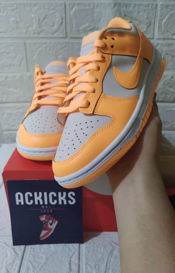 peach and white dunks