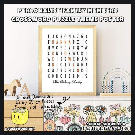 Personalised Family Members Crossword Puzzle Theme 40 by 50cm Poster