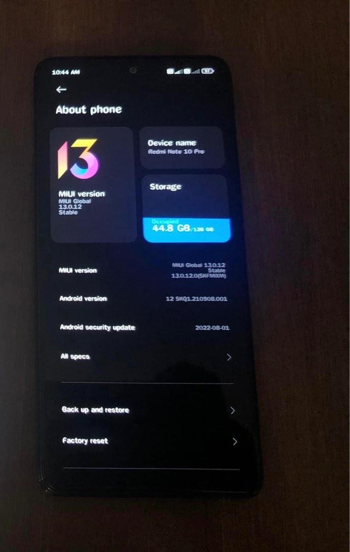 redmi note10 pro (Category: Xiaomi) located in Paranaque City. Submitted by aryzstorebagandshoes (Listing ID 1185960540, Image 1). Description: Redmi note10 pro 8/128gb no issue nabili lang nung june29 makinis pa di masyado nagamit maka ios kase ko di sayang sa android makunat batt at goods for picture .