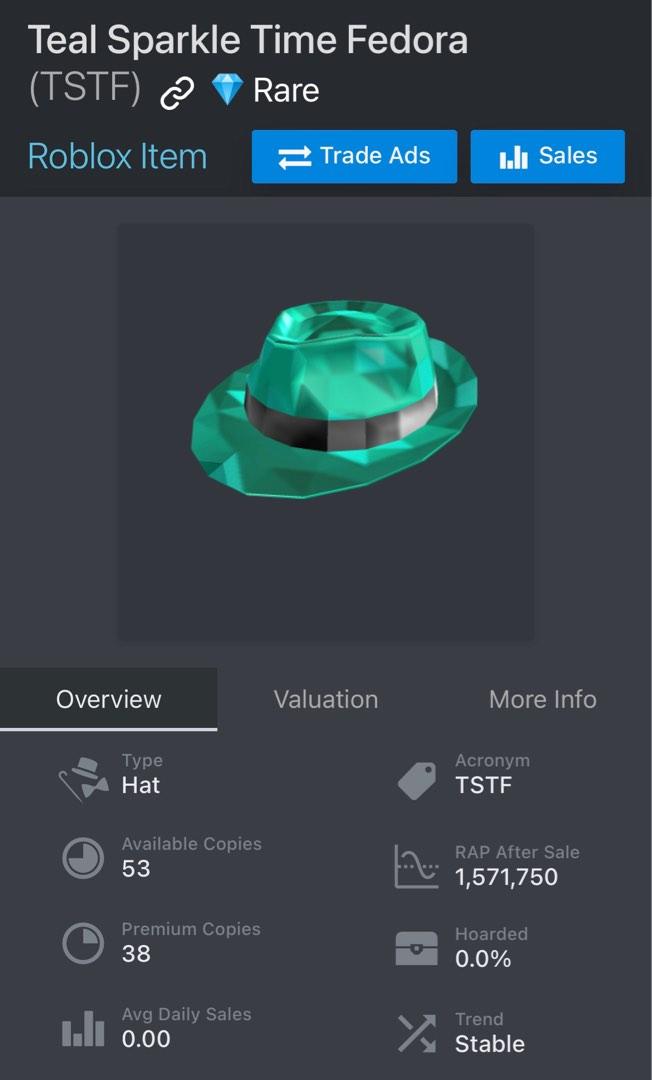 Roblox Demand Limited Teal Sparkle Time Fedora Video Gaming Gaming Accessories In Game 