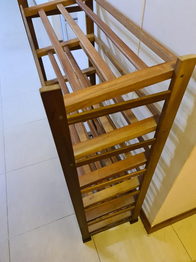 Solid wood shoe rack 6 racks with base, Furniture & Home Living ...