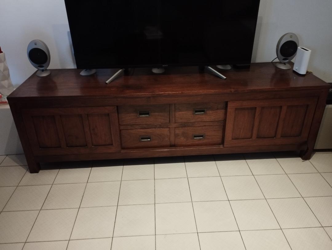 Teak TV stand, Furniture & Home Living, Furniture, Shelves,