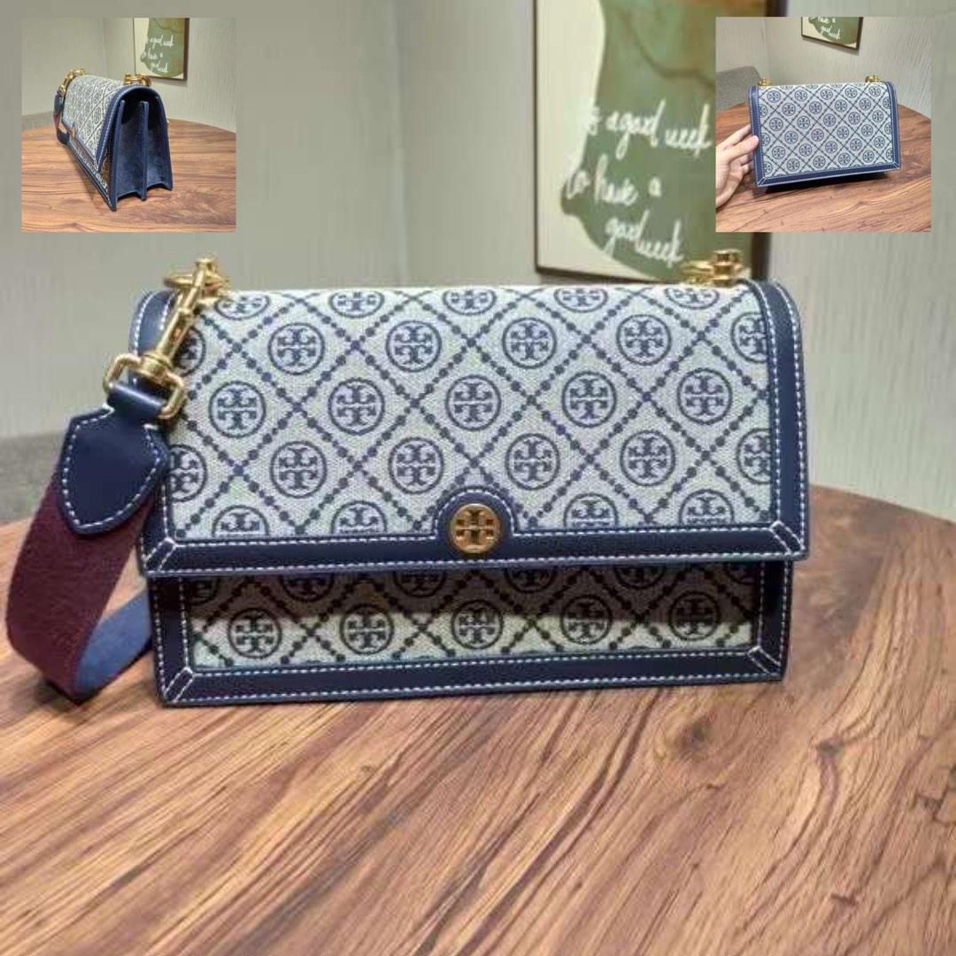 TORY BURCH T Monogram Jacquard Shoulder Bag 81863 Tory Navy, Women's  Fashion, Bags & Wallets, Shoulder Bags on Carousell