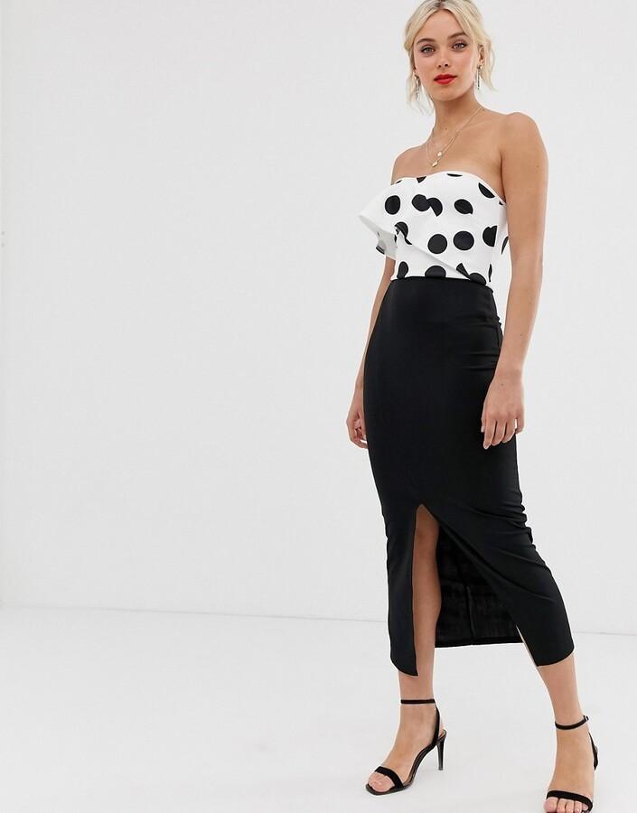 True violet bandeau store midi dress with frill