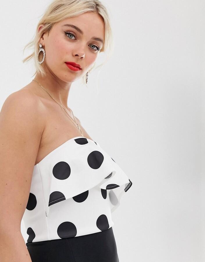 True Violet Polka Dot Bandeau Midi Dress Women s Fashion Dresses