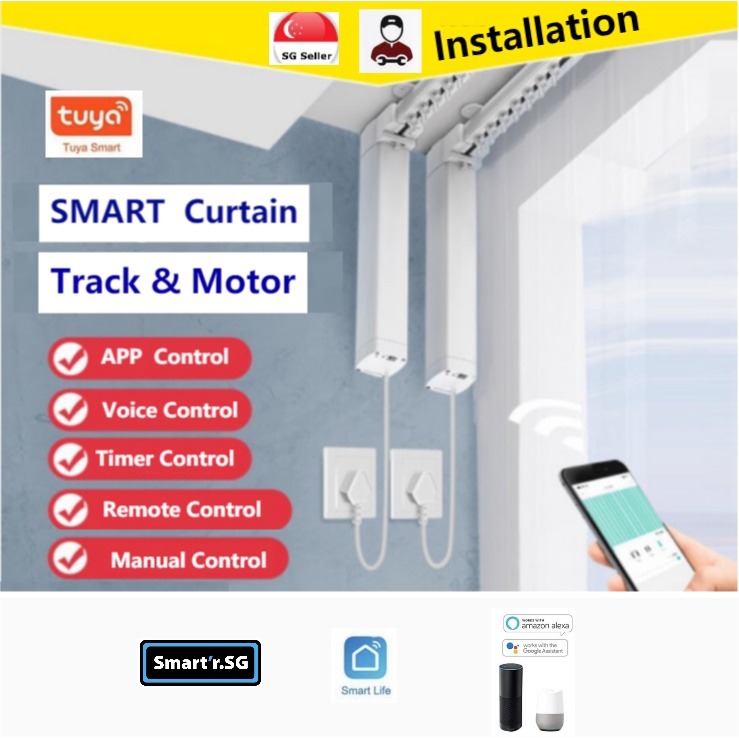 TUYA Smart Electric Curtain Track, Automatic Motorized Curtain Rail Set