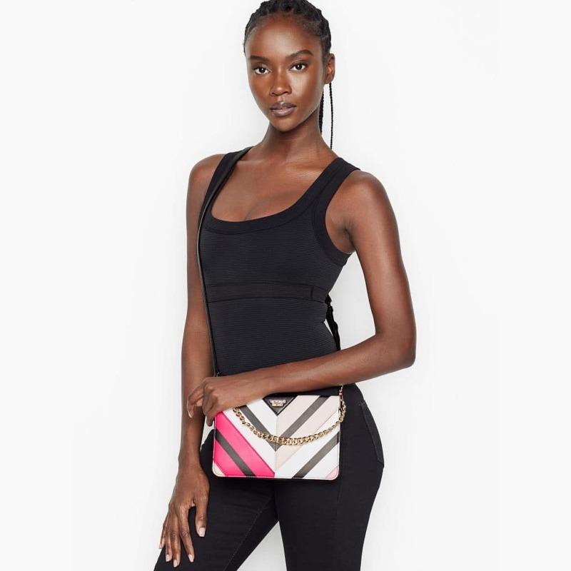 Victoria's Secret Multicolor Chevron Crossbody Bag - Wishque