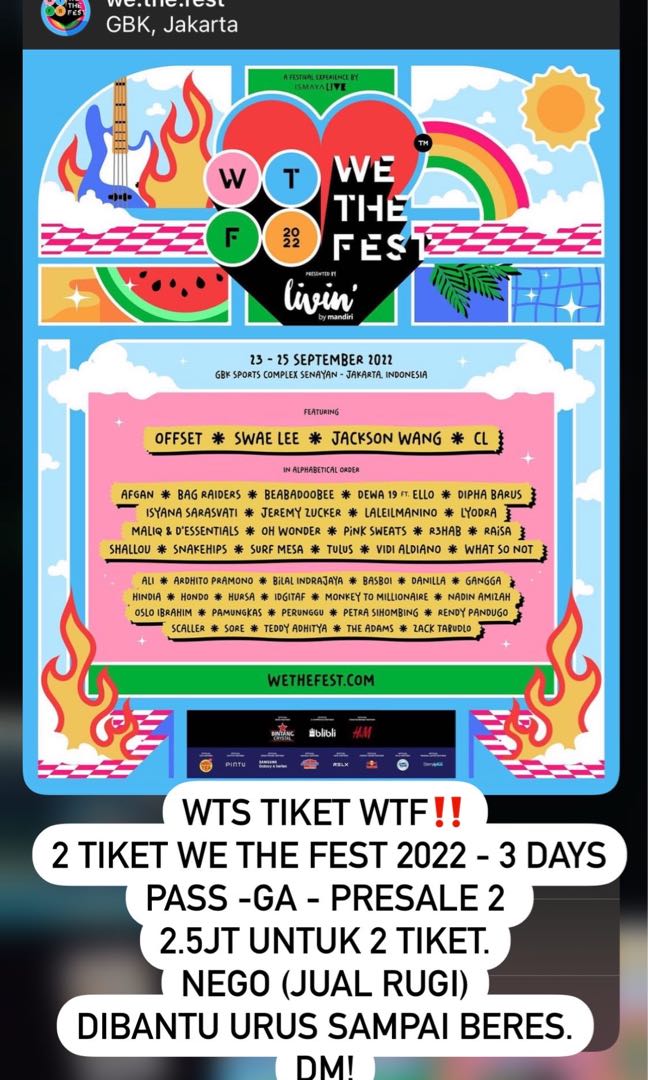 We The Fest 2022, Tiket & Voucher, Tiket Acara di Carousell