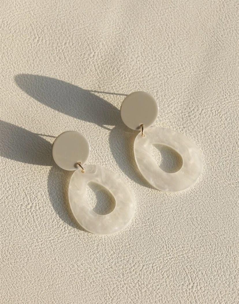 White online acrylic earrings