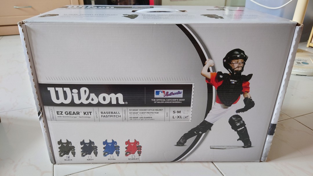Wilson EZ Gear Catcher's Equipment Kit Youth Large/Extra Large, Ages 7-12,  Black 