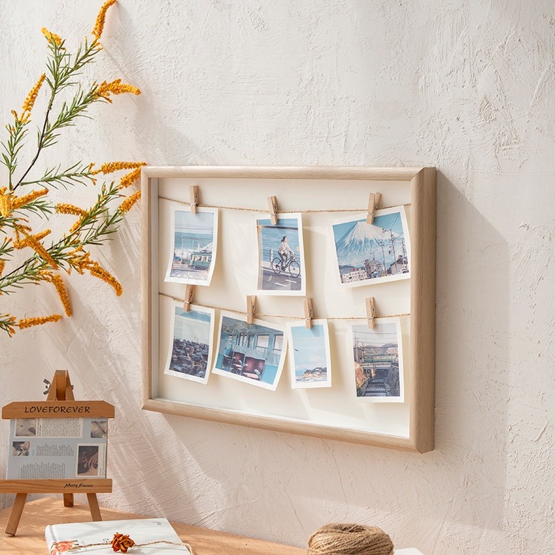Wooden Clip Frame, Clothesline Photo Display, Picture Frames DIY Photo