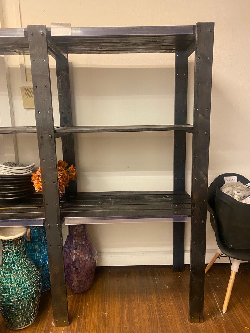 Wooden Shelf Rack Sprayed Matte Black (10 sets), Furniture & Home