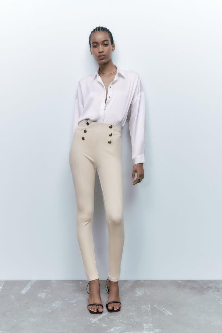 Zara online buttoned leggings
