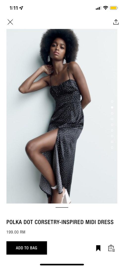 Zara Polka Dot Criss Cross Midi Dress Women s Fashion Dresses