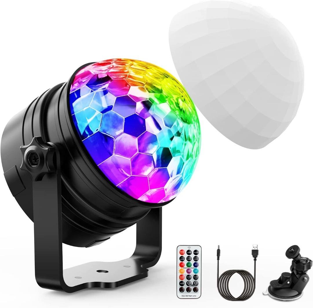 2 in 1 Sound Activated Disco Ball Light with Timer, 3W RGB Dynamic