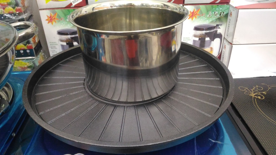 35cm 2 in 1 Cast Iron Korean GRILL PAN Gas Cast Iron BBQ Grill PLATE