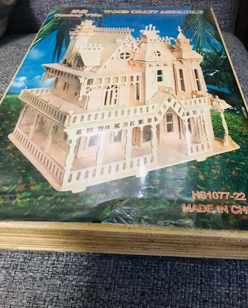 3D Wooden Puzzle Woodcraft Construction Kit Fantasy Villa, Hobbies