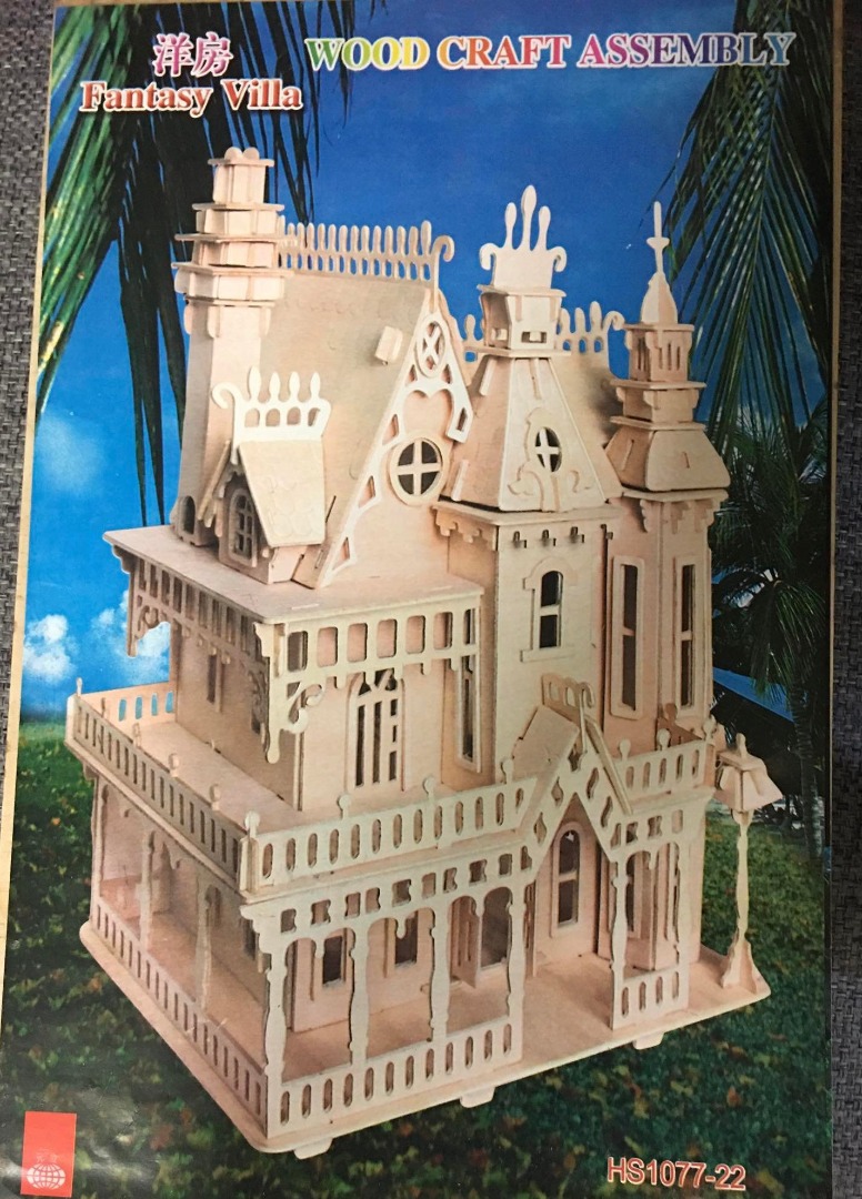3D Wooden Puzzle Woodcraft Construction Kit Fantasy Villa, Hobbies