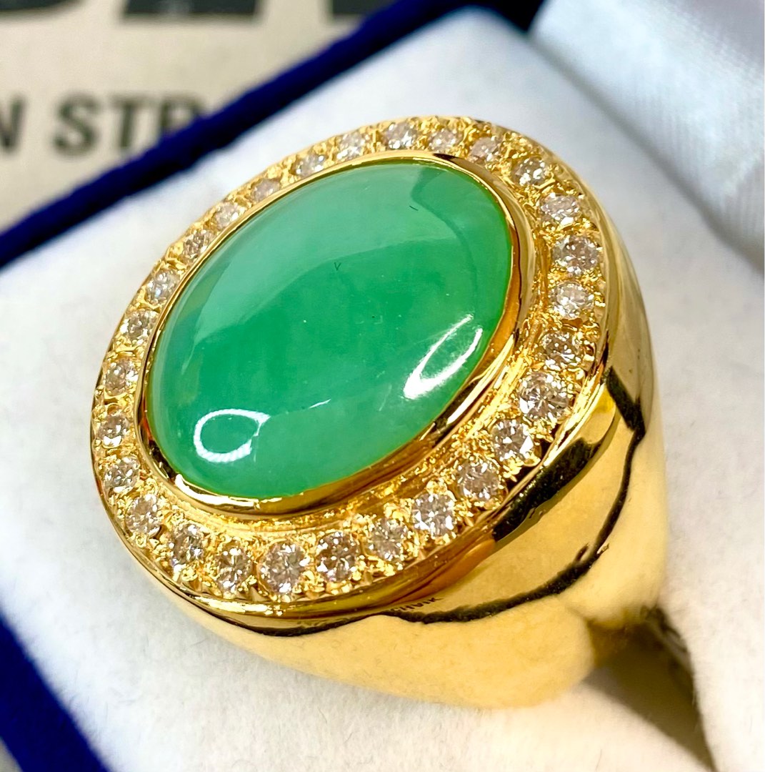 Mens gold deals jade ring