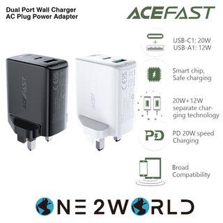 ACEFAST A8 PD32W Dual Port (USB-C+USB-A) Wall Charger (UK), AC Plug Power Adapter