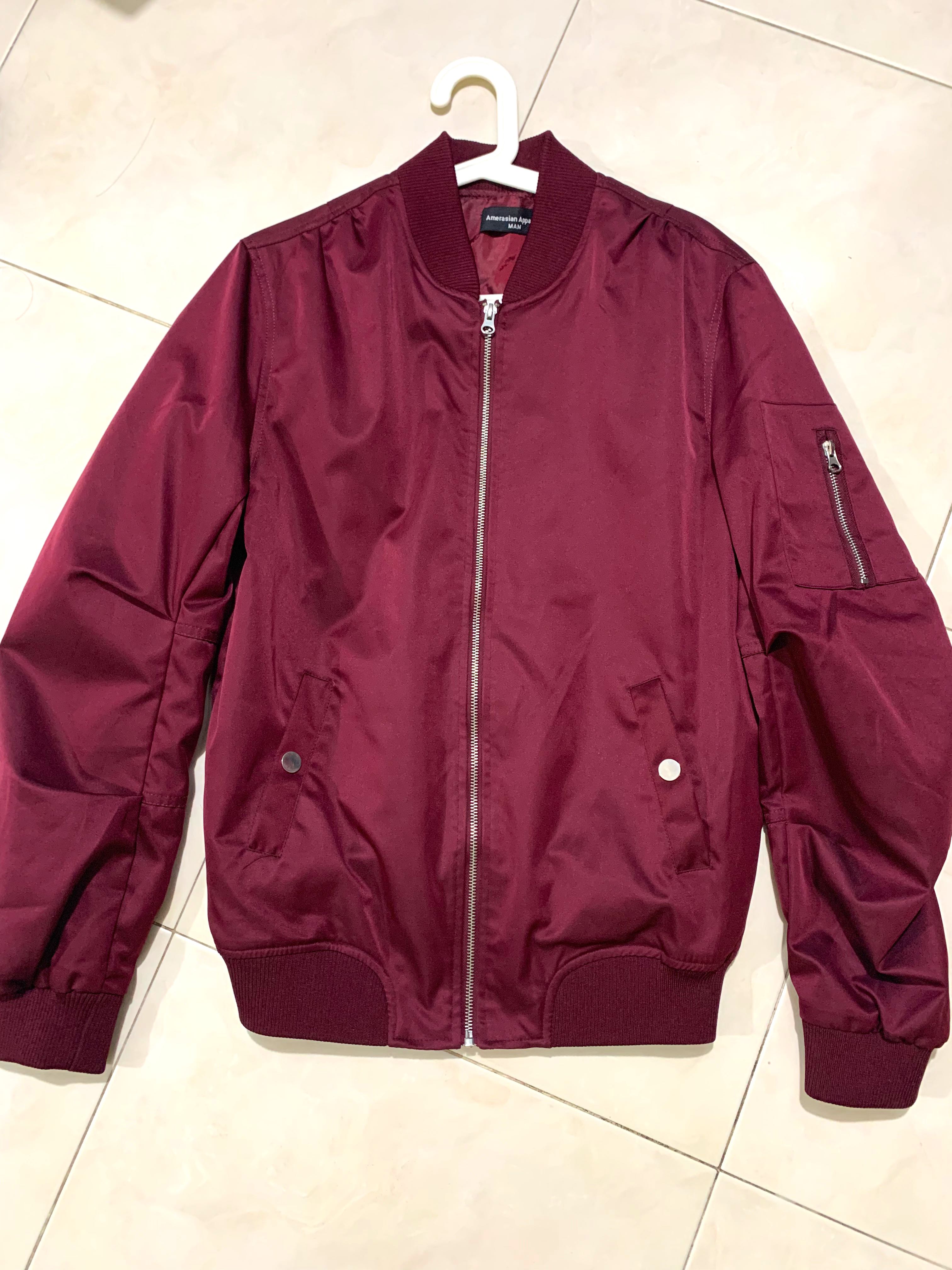 Amerasian Apparel MAN Maroon Bomber Jacket Men s Fashion