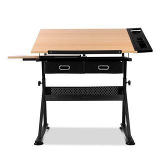 Artiss Tilt Drafting Table Stool Set – Natural & Black